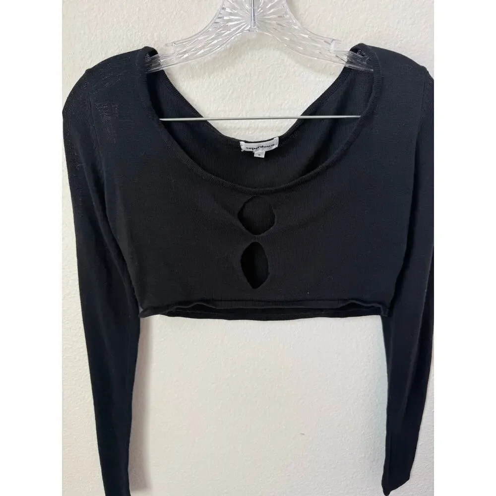 Revolve Superdown Jasmina Knit Top Black Size Small